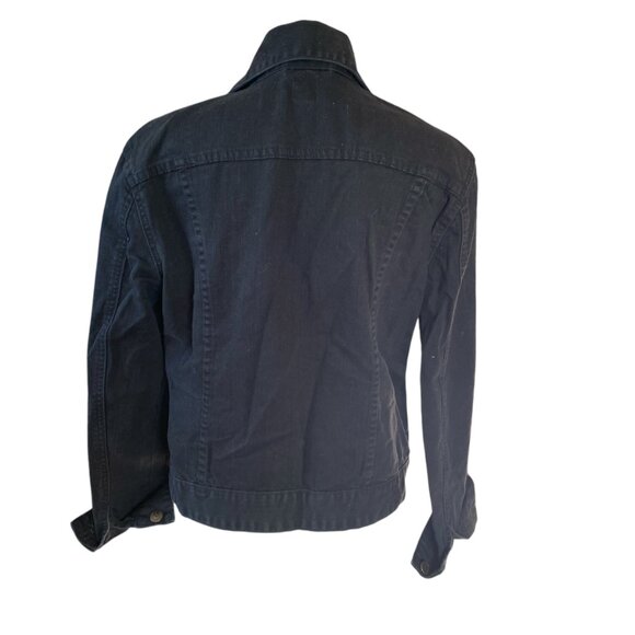 JAG women's M black collared long sleeve button down denim jean jacket pockets - Picture 4 of 9